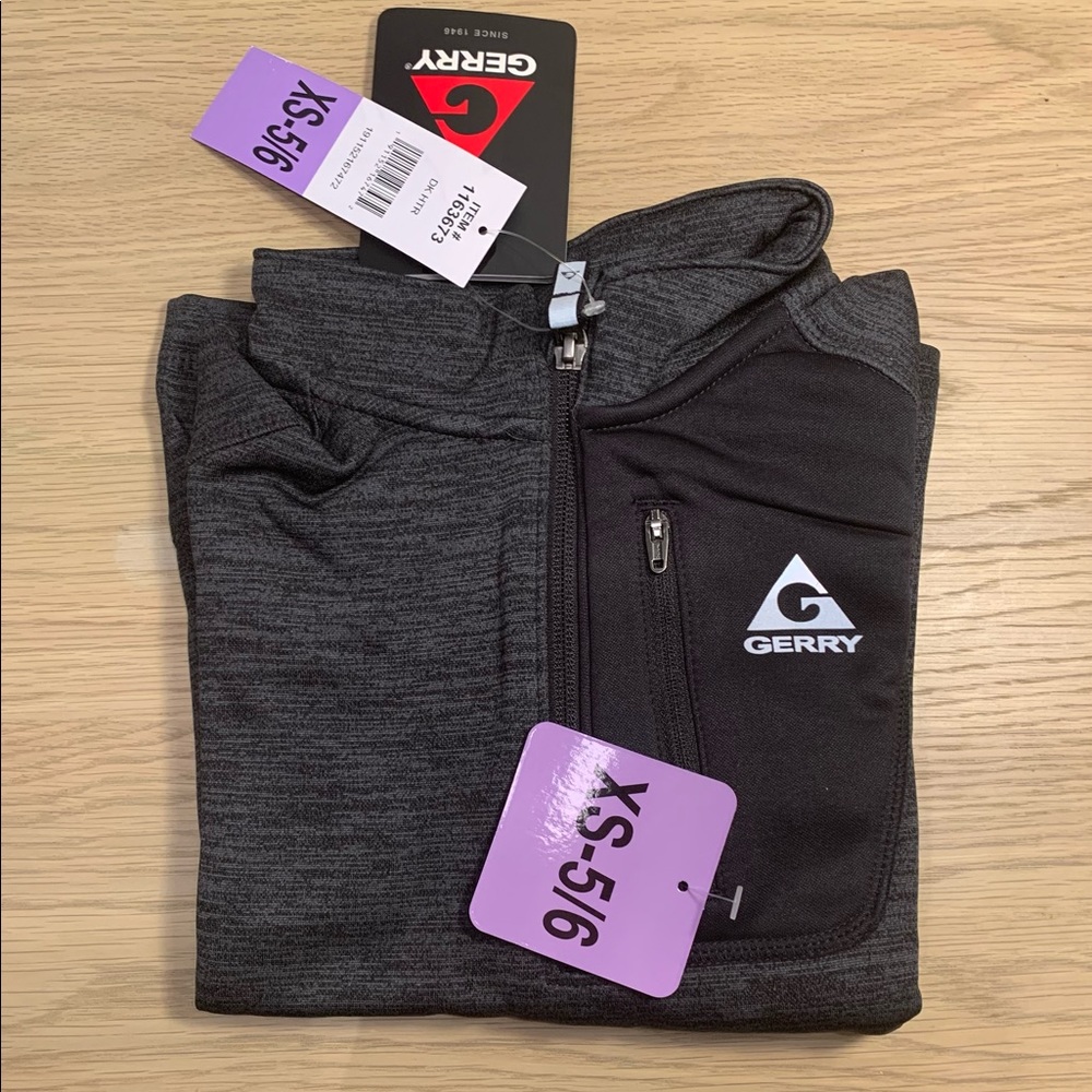 Gerry Boy's Lightweight Activewear 1/4 Zip Pullover, Dark Heather, XS (5-6)